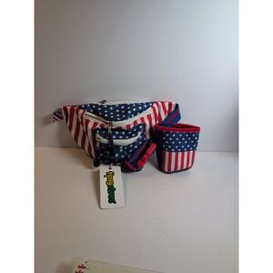 Tipsy Elves July 4 Fanny Pack Red White Blue Patriotic USA with Drink Holder NEW